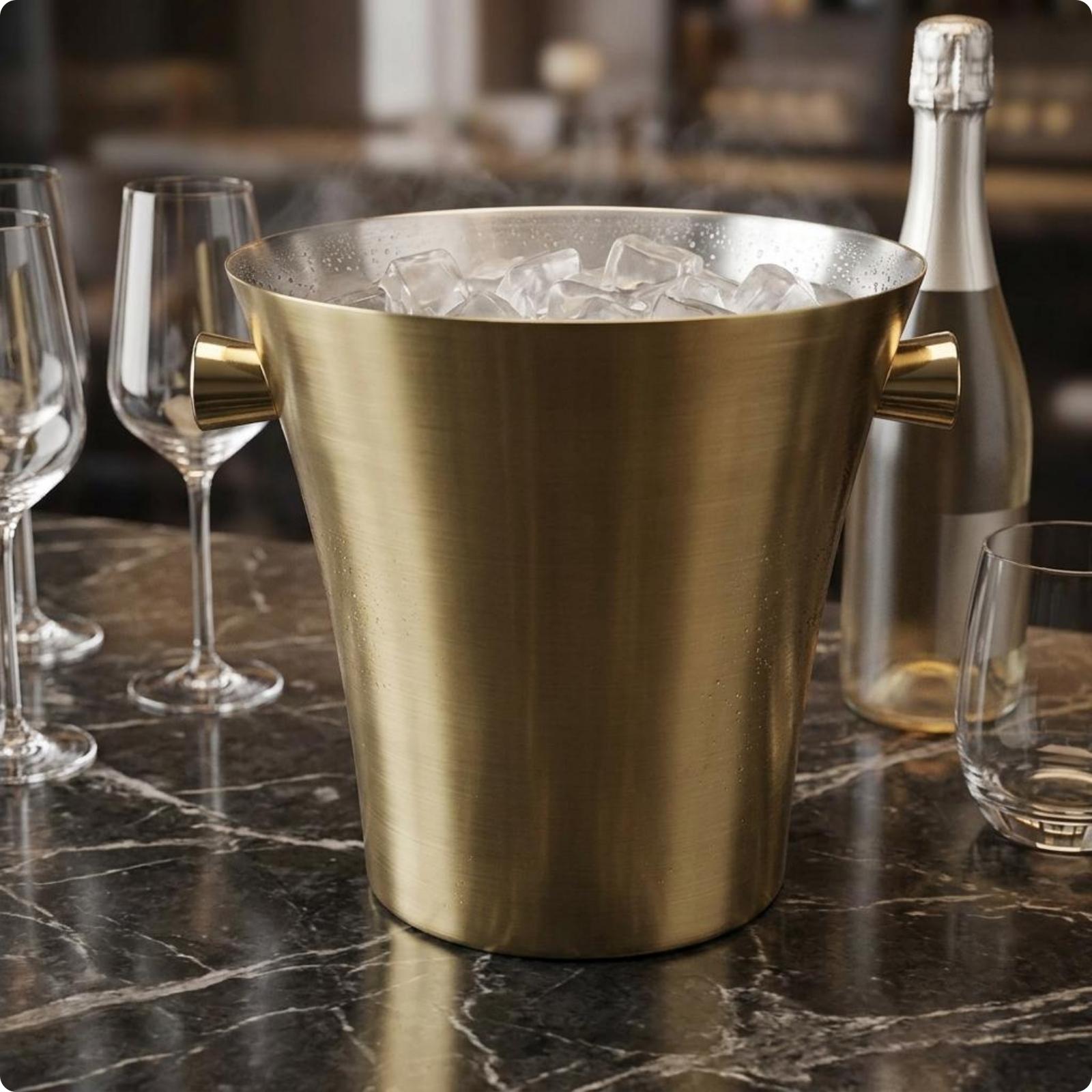 Ice Bucket Silver - حاوية ثلج من الفولاذ المقاوم للصدأ