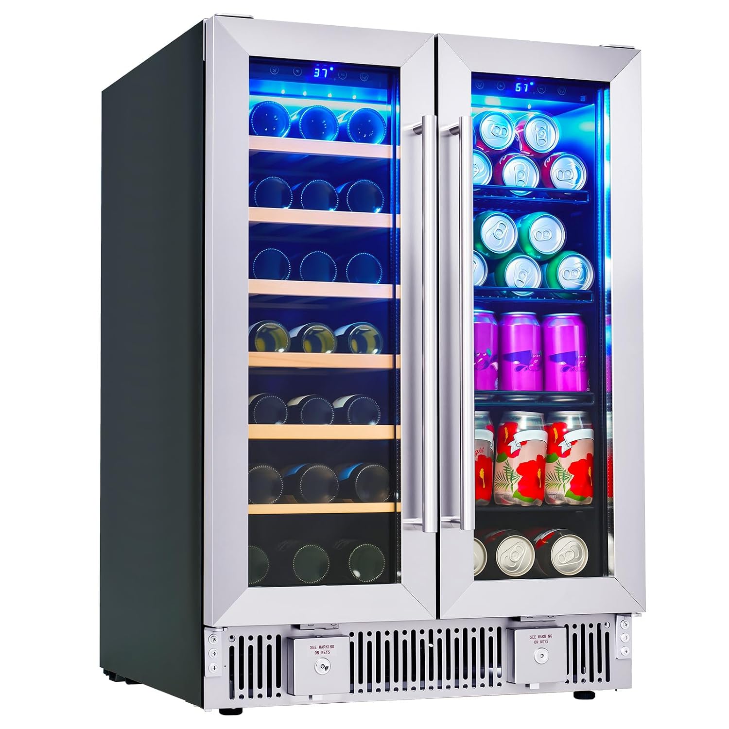 Wine Beer Fridge Under Counter - ثلاجة مشروبات، ثلاجة نبيذ وبيرة مزدوجة