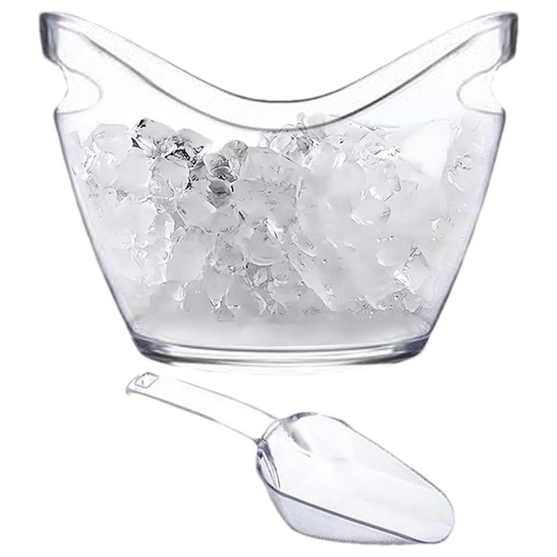 Ice Bucket Silver - حوض مشروبات دلو للثلج الشفاف مع