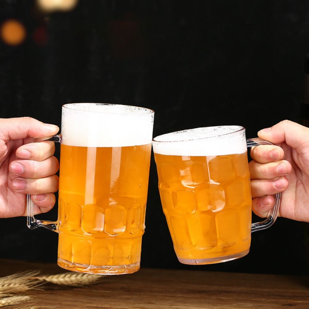 Beer Mug Handled - كوب بيرة بلاستيكي شفاف بتصميم زجاجي