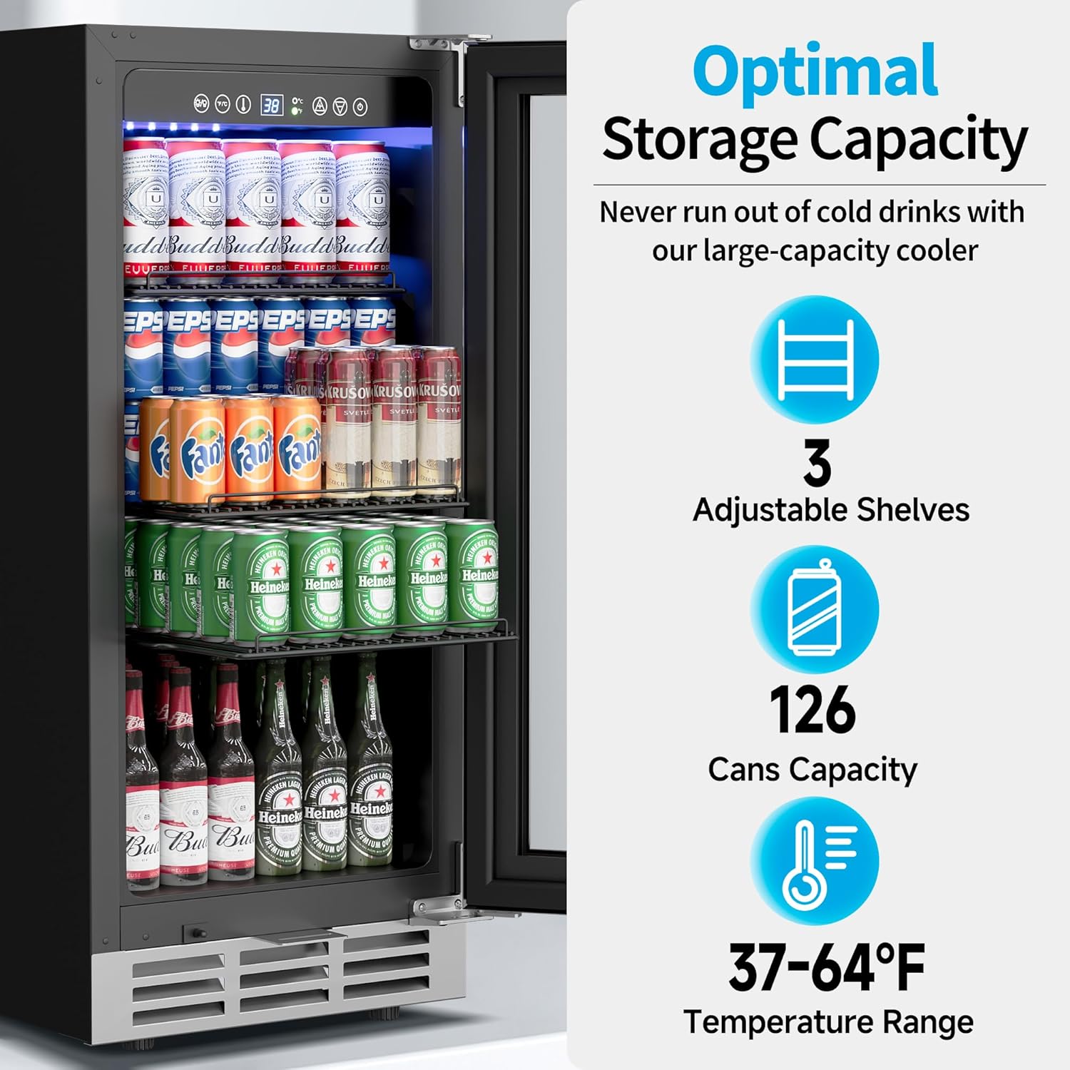 Wine Beer Fridge Under Counter - ثلاجة مشروبات تحت الطاولة 15 بوصة،