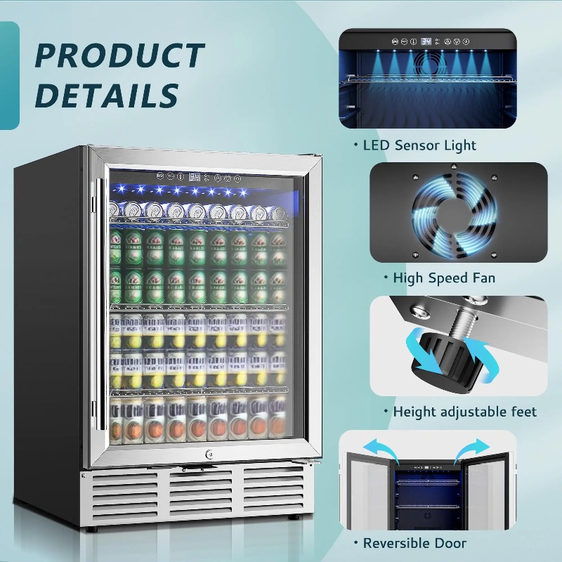 ثلاجة المشروبات 24 بوصة 180 يم - مراجعة Wine Beer Fridge Under Counter وسعره