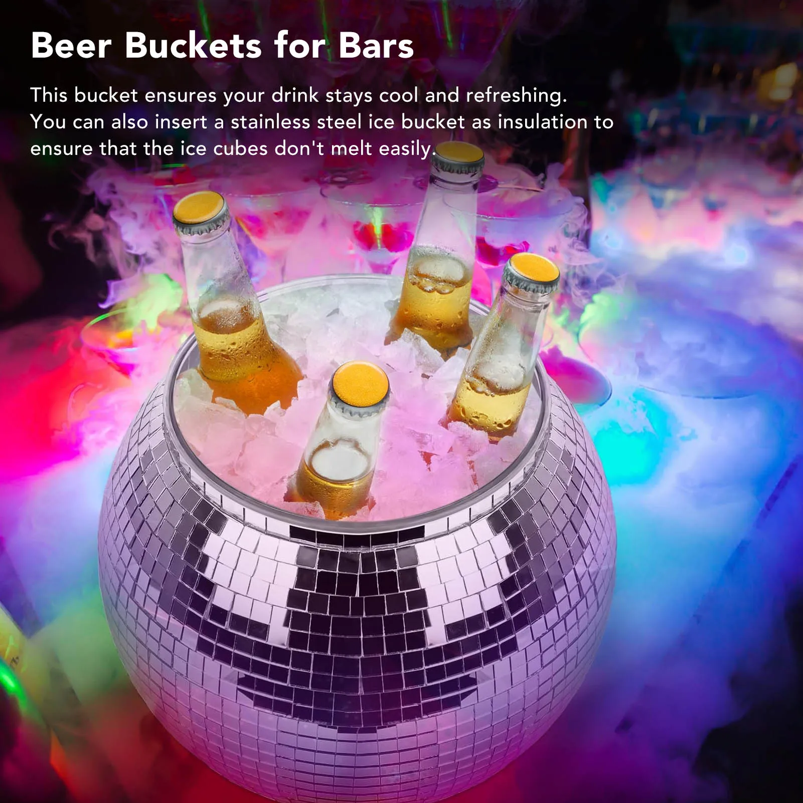 دلو ثلج على شكل كرة ديسكو من ا - مراجعة Ice Bucket Silver وسعره