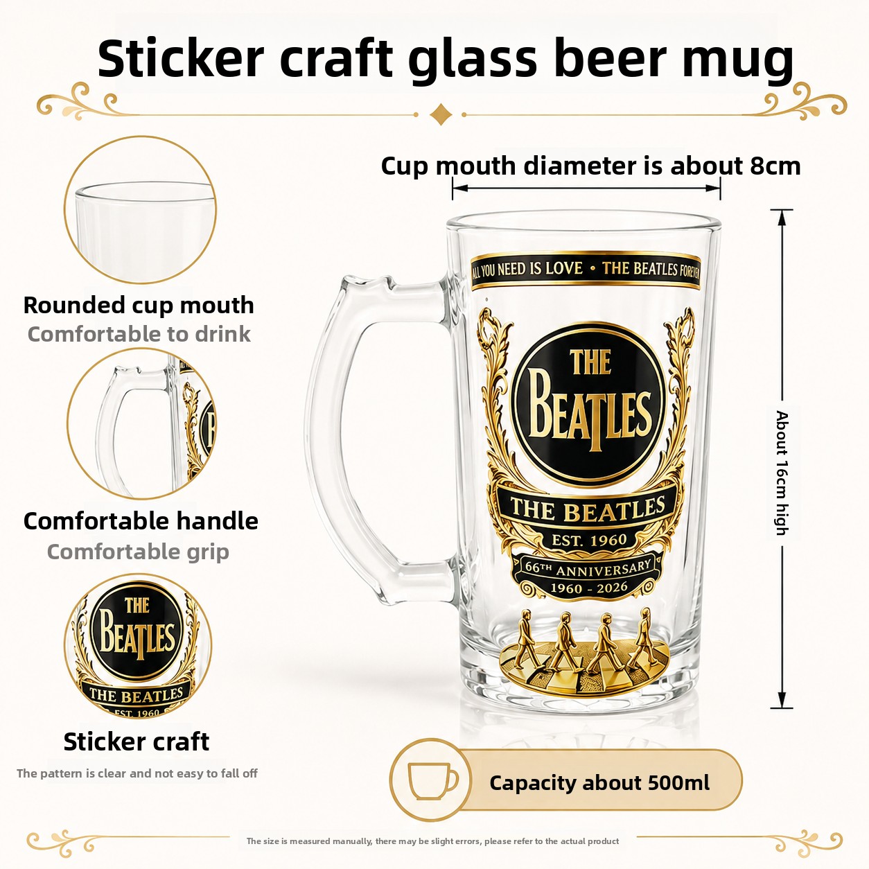 كوب بيرة زجاجي بمناسبة الذكرى  - مراجعة Beer Mug Handled وسعره