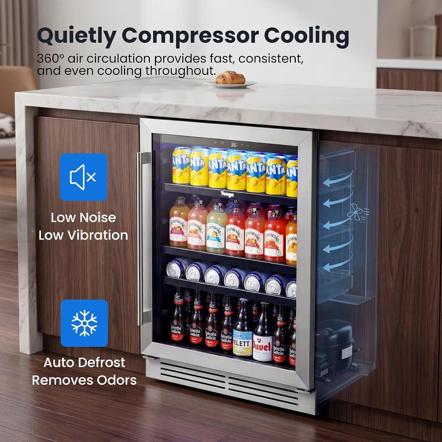 ثلاجة مشروبات 24 بوصة، سعة 180 - مراجعة Wine Beer Fridge Under Counter وسعره
