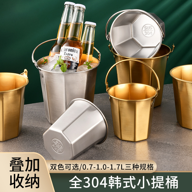 304 الفولاذ المقاوم للصدأ دلو  - مراجعة Ice Bucket Silver وسعره