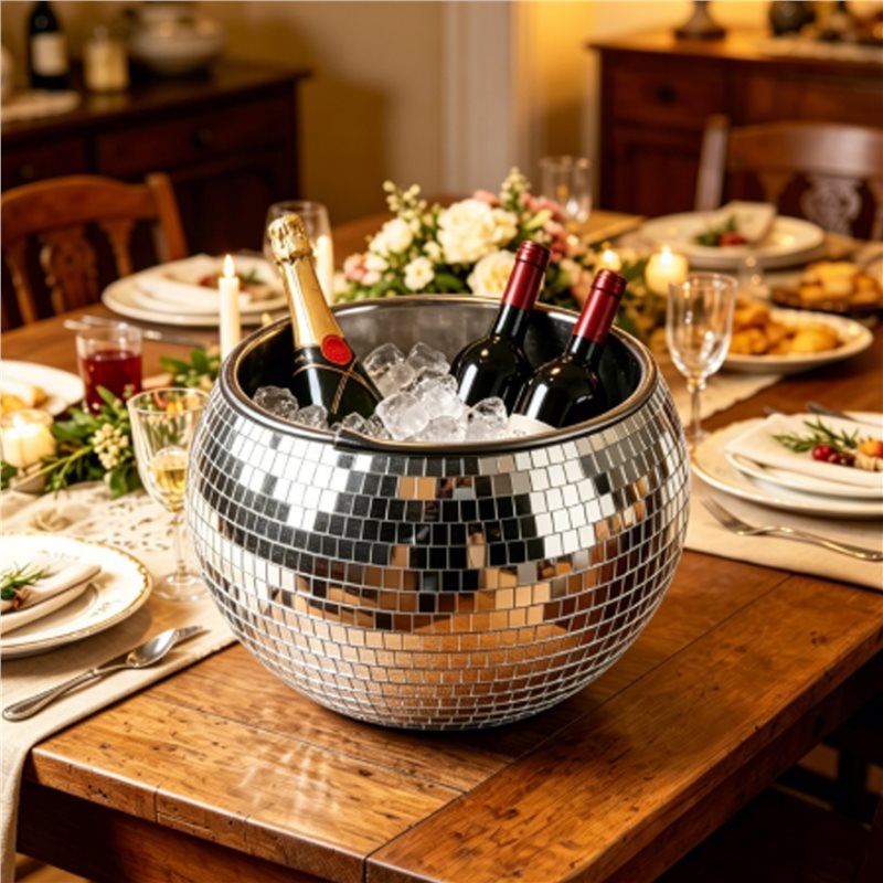 وعاء ثلج على شكل كرة ديسكو مقا - مراجعة Ice Bucket Silver وسعره